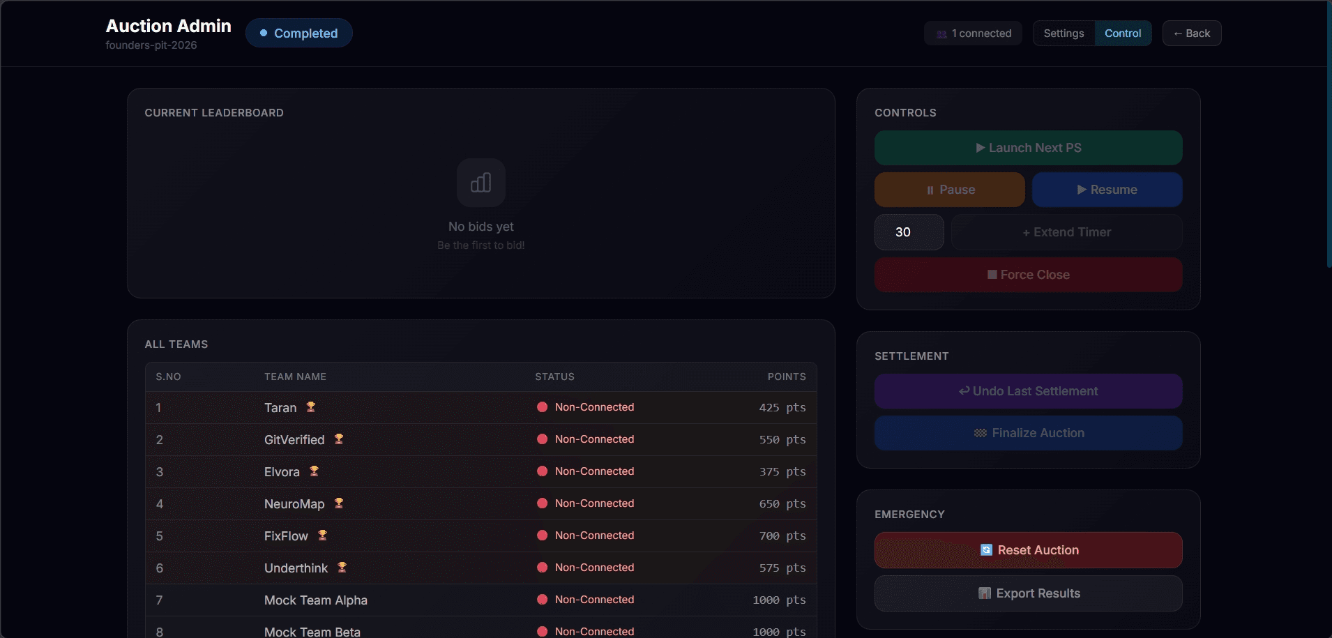 EDC Auction System — live bidding room